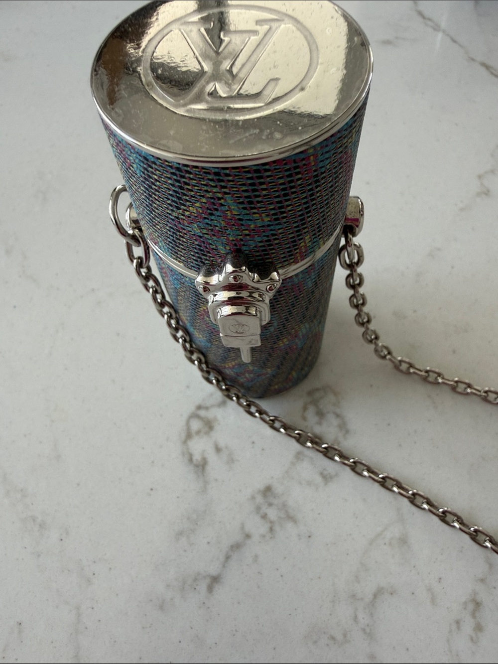 Louis Vuitton Multicolor Metallic Monogram Cylindrical Crossbody lipstick holder